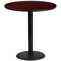 Flash Furniture XU-RD-42-MAHTB-TR24B-GG 42" Round Mahogany Laminate Table Top with 24" Round Bar Height Table Base